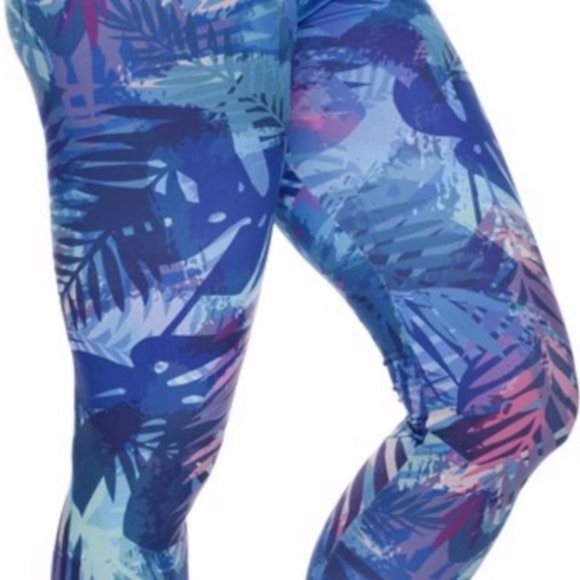 Callie Blue Tropic: Digital Print Graphic YOGA Leggings M L - Picture 11 of 15